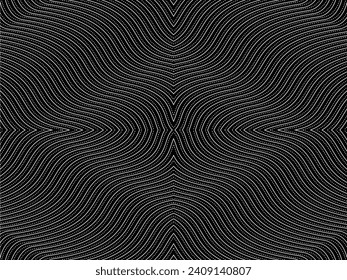 Optical Illusion Created from Artistic Lines Motifs Pattern, can use for Decoration, Background, Ornate, Fabric, Fashion, Textile, Carpet Pattern, Tile or Graphic Design Element. Vector Illustration