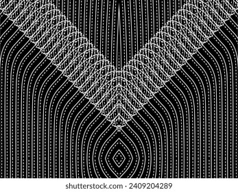 Optical Illusion Created from Artistic Lines Motifs Pattern, can use for Decoration, Background, Ornate, Fabric, Fashion, Textile, Carpet Pattern, Tile or Graphic Design Element. Vector Illustration