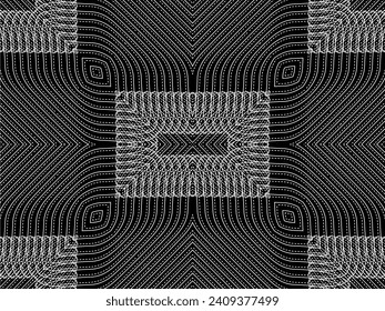 Optical Illusion Created from Artistic Lines Motifs Pattern, can use for Decoration, Background, Ornate, Fabric, Fashion, Textile, Carpet Pattern, Tile or Graphic Design Element. Vector Illustration