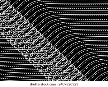 Optical Illusion Created from Artistic Lines Motifs Pattern, can use for Decoration, Background, Ornate, Fabric, Fashion, Textile, Carpet Pattern, Tile or Graphic Design Element. Vector Illustration