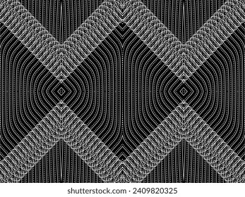 Optical Illusion Created from Artistic Lines Motifs Pattern, can use for Decoration, Background, Ornate, Fabric, Fashion, Textile, Carpet Pattern, Tile or Graphic Design Element. Vector Illustration