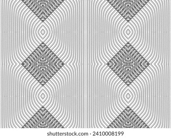 Optical Illusion Created from Artistic Lines Motifs Pattern, can use for Decoration, Background, Ornate, Fabric, Fashion, Textile, Carpet Pattern, Tile or Graphic Design Element. Vector Illustration