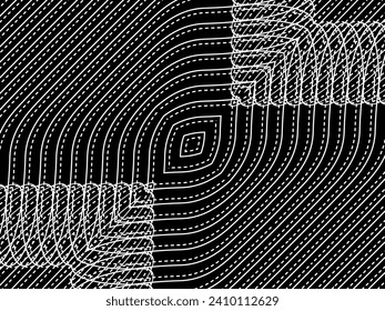 Optische Illusion, die aus künstlerischen Linien Motive entwickelt wurde, kann für Dekoration, Hintergrund, Ornate, Stoffe, Mode, Textilien, Teppichmuster, Tile oder Graphic Design Element verwendet werden. Vektorgrafik