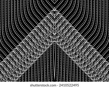 Optical Illusion Created from Artistic Lines Motifs Pattern, can use for Decoration, Background, Ornate, Fabric, Fashion, Textile, Carpet Pattern, Tile or Graphic Design Element. Vector Illustration
