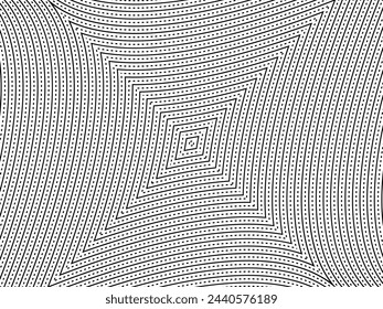 Optische Illusion, die aus künstlerischen Linien erstellt Motive Muster, können für Dekoration, Hintergrund, Verzierung, Stoff, Mode, Textil, Teppichmuster, Fliese oder grafisches Gestaltungselement verwendet werden. Vektorgrafik