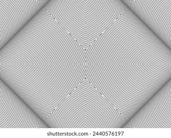 Optical Illusion Created from Artistic Lines Motifs Pattern, can use for Decoration, Background, Ornate, Fabric, Fashion, Textile, Carpet Pattern, Tile or Graphic Design Element. Vector Illustration