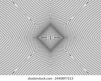 Optische Illusion, die aus künstlerischen Linien erstellt Motive Muster, können für Dekoration, Hintergrund, Verzierung, Stoff, Mode, Textil, Teppichmuster, Fliese oder grafisches Gestaltungselement verwendet werden. Vektorgrafik