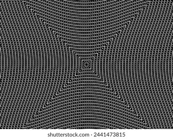Optical Illusion Created from Artistic Lines Motifs Pattern, can use for Decoration, Background, Ornate, Fabric, Fashion, Textile, Carpet Pattern, Tile or Graphic Design Element. Vector Illustration