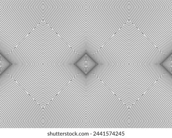 Optical Illusion Created from Artistic Lines Motifs Pattern, can use for Decoration, Background, Ornate, Fabric, Fashion, Textile, Carpet Pattern, Tile or Graphic Design Element. Vector Illustration