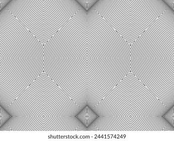 Optical Illusion Created from Artistic Lines Motifs Pattern, can use for Decoration, Background, Ornate, Fabric, Fashion, Textile, Carpet Pattern, Tile or Graphic Design Element. Vector Illustration