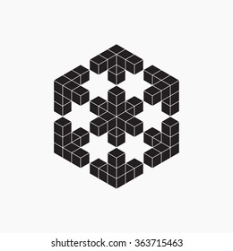 Optical illusion, cube, geometric element, vector illustration
