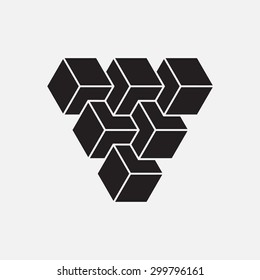 Optical illusion, cubes, geometric element, vector illustration
