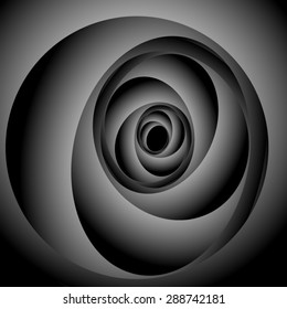 Optical illusion. Dancing in the dark black ribbons, fractal stretching into the distance.