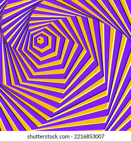 Conception d'illusion optique. Art optique hypnotique visuel en mouvement. Illustration vectorielle. Style hippie décoratif, hallucination, psilocybin. 60, 70 ans 