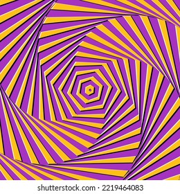 Optical illusion Design. Moving visual hypnotic optic art. Vector illustration. Decorative hippie style, hallucination, psilocybin. 60s, 70s 