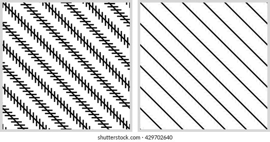 Optical illusion - the diagonal lines are not looking parallel although they are - explanation on the right