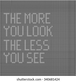 optical illusion disappearing text made of black dots on white background. modern algorithm artwork for posters or any graphic design use. "the more you look the less you see" text.