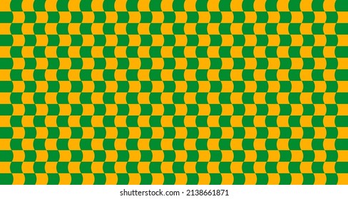 Optical illusion. Distorted chessboard. Checkered abstract background. Op art. Vector design