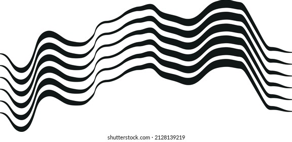 La ilusión óptica distorsionó la ola. Resumen de diseño vectorial de franjas horizontales. Patrón surrealista.