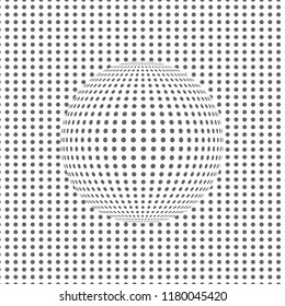 Optical illusion with a dotted sphere