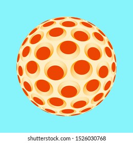 optical illusion dotted sphere in red ivory blue shades