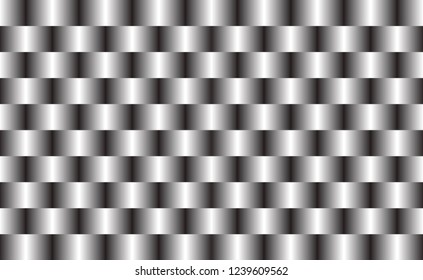 Optical illusion effect of metal rings stacked on top of each other, black and white seamless eps10 vector illustration.