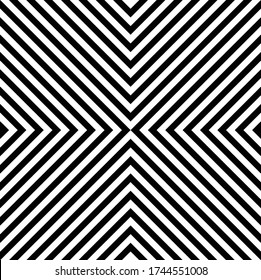 Optical illusion effect.Stripe line with monochrome.Geometric art pattern background.Black and white triangle geometric background.Vector vibrant decorative