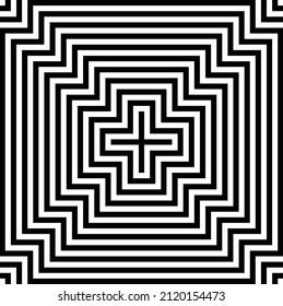 Optical illusion effect.Stripe line with monochrome.Geometric art pattern background.Black and white cross sign background.Vector vibrant decorative