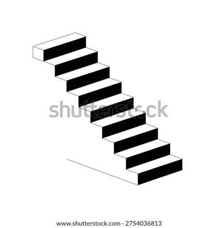 Optical illusion of endless staircase with black and white steps
