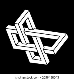 Optical illusion figure. Escher style. Impossible shapes. Sacred geometry. Abstract eternal geometric object.