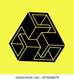 Optical illusion figure. Geometry. Impossible objects. Optical art shapes. 3d illustration.