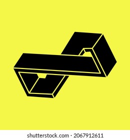 Optical illusion figure. Impossible object. Line geometric shapes. 