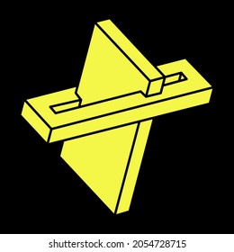 Optical illusion figure. Impossible shapes. Sacred geometry objects. Optical art. Escher style.