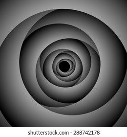 Optical illusion. Folding into a single fractal entity dark gray abstract rose petals.