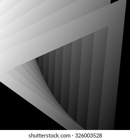 Optical illusion in the form of passing in the distance black-and-white metal triangle, a fractal repeating. svg