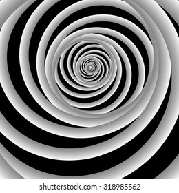 Optical illusion in the form of swirling bright white spiral. All isolated.