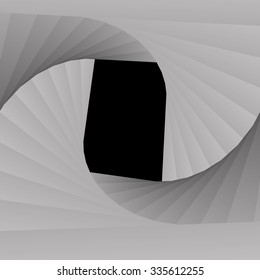 Optical illusion in the form of swirling fractals, forming a black rectangle frame.