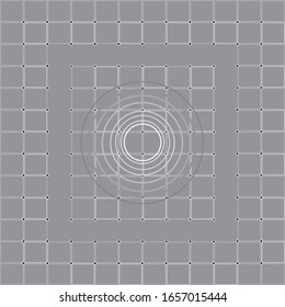 Optical illusion formed by squares, circles, points. wallpaper.