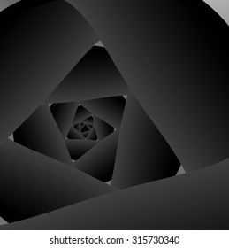 Optical illusion. Fractal volumetric screw monochromatic triangle.