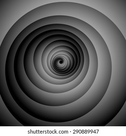 Optical illusion. Gently screwed volume black and white spiral.