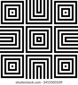 Optical illusion geometric art repeating patterns of square lines seamless pattern vector background.