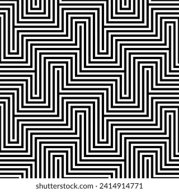 Optical illusion geometric art seamless patterns of rectangular lines repeating pattern vector background.