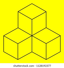 Optical illusion, geometric figure, cube