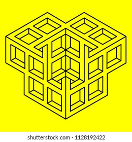 Optical illusion, geometric figure, cube