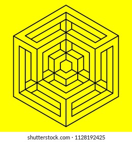 Ilusión óptica, figura geométrica, cubo