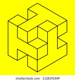 Optical illusion, geometric figure, cube
