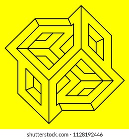 Optical illusion, geometric figure, polyhedron