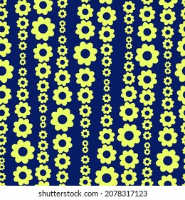 Optical illusion geometric seamless pattern. Abstract stylized geometrical flowers, simple shapes, vector illustration. Bright colors. 60s, 70s style