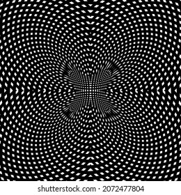 Ilusión óptica, forma geométrica en blanco y negro Resumen Espacio psicodélico hipnótico Resumen Ilusión vectorial trenzada Ilusión de arte óptico 3D 