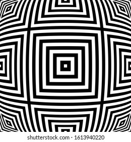 Optical illusion geometric striped pattern background vector design.